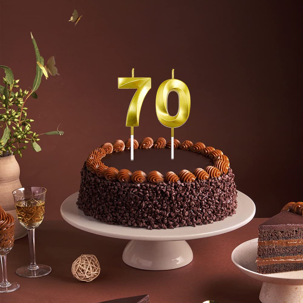 Amazon.co.jp: 70歳の誕生日キャンドル ゴールドナンバーキャンドル 70